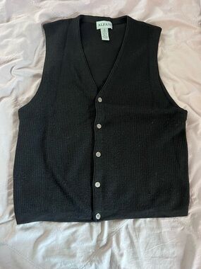 Alfani Black 100% Merino Wool Sweater Vest - XL